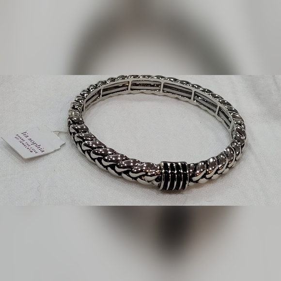 Lia Sohia Braided Design Stretch Bangle Bracelet - Picture 2 of 11
